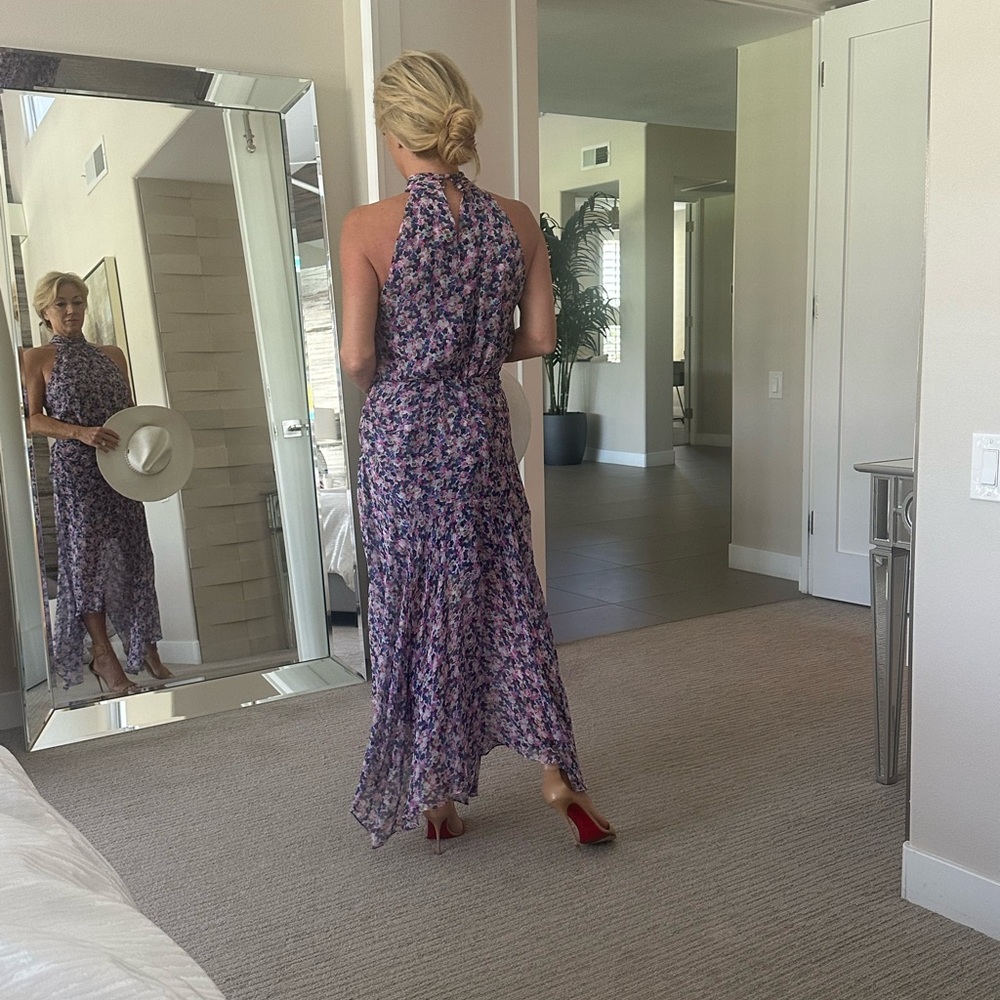 Veronica Beard Purple Floral Asymmetrical Dress